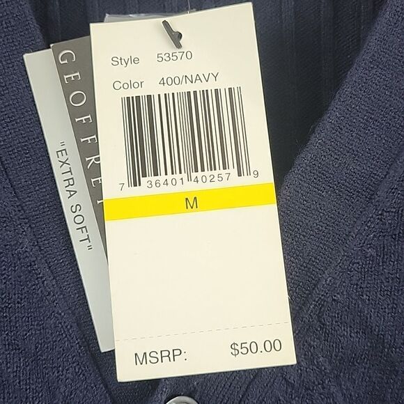 NWT Geoffrey Beenne- Blue Knit Button Up Cardigan- Size Medium - Picture 5 of 6